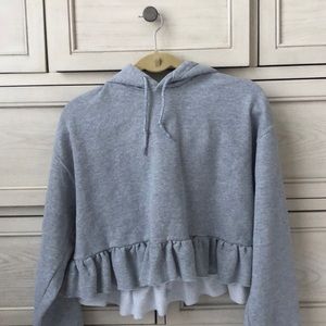 Urban outfitters ruffle hem hoodie